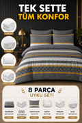 Sarı Detay 8 Parça Uyku Seti